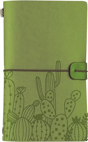 هدايا الصبار من إينوبيتا للنساء والرجال، هدايا تحت عنوان الصبار لمحبي الصبار، دفتر ملاحظات قابل لإعادة التعبئة من الجلد النباتي المنقوش على الوجهين، دفتر رسم، مذكرات سفر، 7 × 5 بوصات لعيد الميلاد - أخضر in Kuwait
