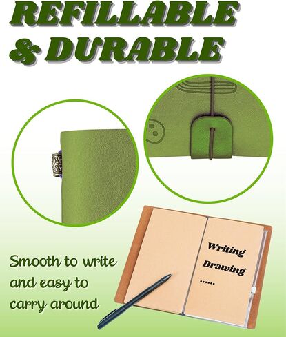 هدايا الصبار من إينوبيتا للنساء والرجال، هدايا تحت عنوان الصبار لمحبي الصبار، دفتر ملاحظات قابل لإعادة التعبئة من الجلد النباتي المنقوش على الوجهين، دفتر رسم، مذكرات سفر، 7 × 5 بوصات لعيد الميلاد - أخضر in Kuwait