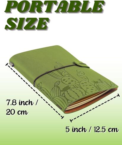 هدايا الصبار من إينوبيتا للنساء والرجال، هدايا تحت عنوان الصبار لمحبي الصبار، دفتر ملاحظات قابل لإعادة التعبئة من الجلد النباتي المنقوش على الوجهين، دفتر رسم، مذكرات سفر، 7 × 5 بوصات لعيد الميلاد - أخضر in Kuwait