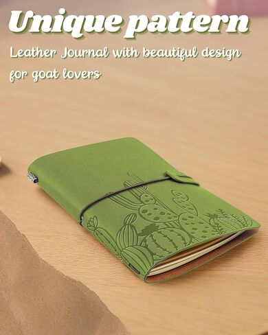 هدايا الصبار من إينوبيتا للنساء والرجال، هدايا تحت عنوان الصبار لمحبي الصبار، دفتر ملاحظات قابل لإعادة التعبئة من الجلد النباتي المنقوش على الوجهين، دفتر رسم، مذكرات سفر، 7 × 5 بوصات لعيد الميلاد - أخضر in Kuwait