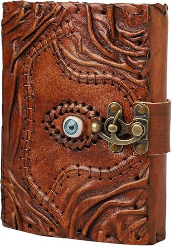 Hocus Pocus Embossed Leather Journal - Brown Vintage Spell Book Style Notebook for Writing, Sketching, and Halloween Decor (Brown, 7x5 inch) in Saudi Arabia