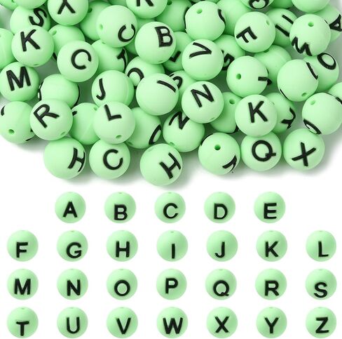 104 Pcs 15mm Silicone Letter Beads for Keychain Making Round Bulk A-Z Alphabet Silicone Beads for Pens DIY Bracelets Necklaces and Other Accessories Making（White） in Saudi Arabia