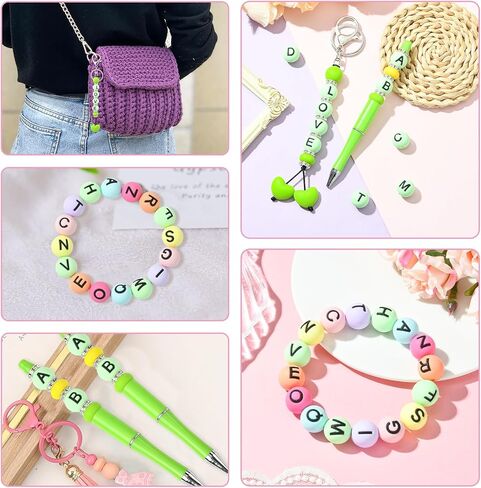 104 Pcs 15mm Silicone Letter Beads for Keychain Making Round Bulk A-Z Alphabet Silicone Beads for Pens DIY Bracelets Necklaces and Other Accessories Making（White） in Saudi Arabia