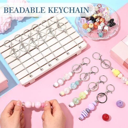 Tondiamo 120 Pcs Beadable Keychain Bars Bulk Beaded Blank DIY Metal Detachable Key Chain Making Beads for Pendant DIY Craft Jewelry Making Gift Accessories(Silver) in Saudi Arabia