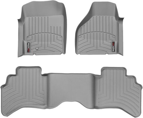 بطانات أرضية مخصصة من WeatherTech لسيارة Dodge Ram Truck 1500، Ram Truck 2500/3500 Quad Cab - الصف الأول والثاني (440121-440042)، أسود in Saudi Arabia