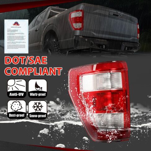 مجموعة مصابيح خلفية من CHEDA على الجانب الأيمن متوافقة مع Ford F150 XLT 2021-2023 مع نقطة عمياء، مناسبة لنماذج المتوهجة في المصنع ونماذج النقطة العمياء فقط ML3Z13404C Pilotos Traseros Conjunto in Saudi Arabia