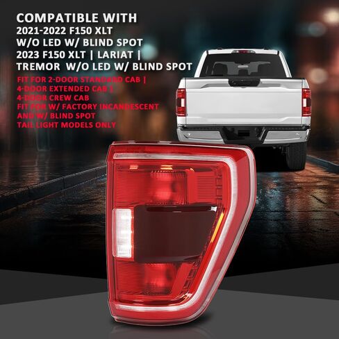 مجموعة مصابيح خلفية من CHEDA على الجانب الأيمن متوافقة مع Ford F150 XLT 2021-2023 مع نقطة عمياء، مناسبة لنماذج المتوهجة في المصنع ونماذج النقطة العمياء فقط ML3Z13404C Pilotos Traseros Conjunto in Saudi Arabia
