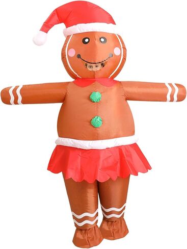 زي رجل خبز الزنجبيل من OVIFM للأطفال من سن 9 إلى 12 عامًا، أزياء شخصية قابلة للنفخ للهالوين وعيد الميلاد، مضحكة تنفجر بخبز الزنجبيل in Kuwait