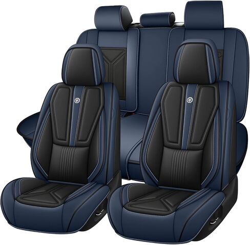 غطاء مقعد السيارة لسيارة Subaru Outback 2000-2026، غطاء مقعد جلدي للسيارة، غطاء وسائد مركبة مسامية، واقي مقعد مقاوم للماء، (مجموعة كاملة، أسود وأزرق) in Kuwait