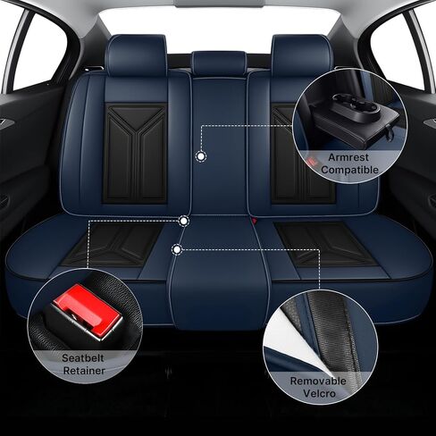 غطاء مقعد السيارة لسيارة Subaru Outback 2000-2026، غطاء مقعد جلدي للسيارة، غطاء وسائد مركبة مسامية، واقي مقعد مقاوم للماء، (مجموعة كاملة، أسود وأزرق) in Kuwait