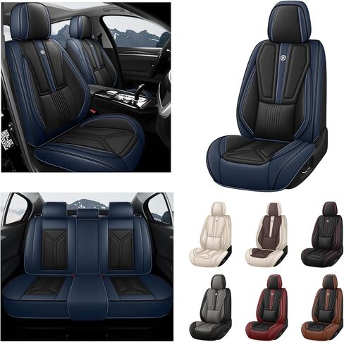 غطاء مقعد السيارة لسيارة Subaru Outback 2000-2026، غطاء مقعد جلدي للسيارة، غطاء وسائد مركبة مسامية، واقي مقعد مقاوم للماء، (مجموعة كاملة، أسود وأزرق) in Kuwait