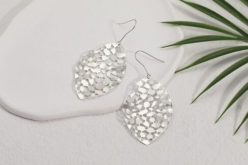 Cyan Birdee Leaf Dangle Earrings for Women Gold-plated Filigree Dropping Lightweight Fashion Jewelry, Mother's Day Gift in Kuwait