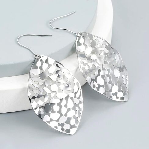 Cyan Birdee Leaf Dangle Earrings for Women Gold-plated Filigree Dropping Lightweight Fashion Jewelry, Mother's Day Gift in Kuwait