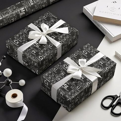 ورق تغليف العلوم من WRAPAHOLIC - لفة صغيرة - 17 بوصة × 16.5 قدم - ورق تغليف كيمياء الجدول الدوري للتخرج والمعلم وأعياد الميلاد in Saudi Arabia