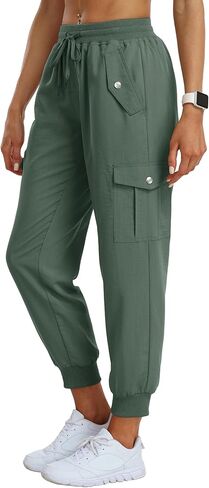 MoFiz Women's Outdoor Cargo Pants Lightweight Joggers Elastic Waist Athletic Hiking Sweatpants Casual Travel Pant with Pocket in Kuwait