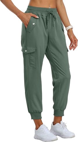 MoFiz Women's Outdoor Cargo Pants Lightweight Joggers Elastic Waist Athletic Hiking Sweatpants Casual Travel Pant with Pocket in Kuwait