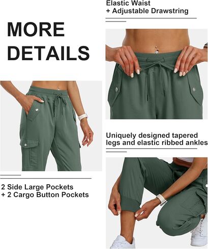 MoFiz Women's Outdoor Cargo Pants Lightweight Joggers Elastic Waist Athletic Hiking Sweatpants Casual Travel Pant with Pocket in Kuwait