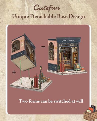 Cutefun Book Nook Kit, DIY Miniature Dollhouse Kit for Adults and Teens, 3D Wooden Puzzle Bookends, Bookshelf Insert Decor w/LED Light Dust Cover, Christmas Birthday Gifts (Forest Unicorn) in Kuwait