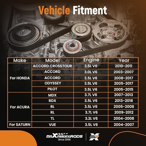مجموعة حزام التوقيت maxpeedingrods مع مضخة مياه لـ 2003-2018 Honda Accord Odyssey Pilot Ridgeline، Acura MDX RL TL 3.0L 3.5L V6 in Saudi Arabia
