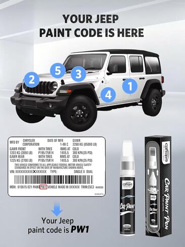 Mojito(PGE/GGE) لقلم طلاء Jeep Touch Up، مزيل خدوش السيارة 2 في 1 مع طرف قلم وفرشاة، تطابق دقيق للألوان لإصلاح خدوش طلاء السيارة، إصلاح الرقائق والشقوق بسرعة وسهولة in Kuwait