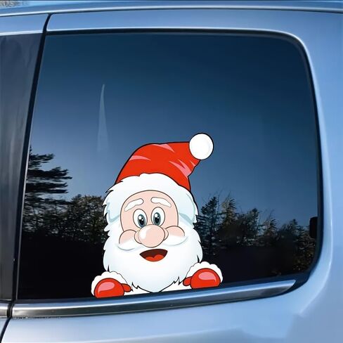 Waterproof Santa & Reindeer Window Clings - Festive Holiday Vehicle Decals Christmas Decorations with Glitter, Suitable for Glass, Metal, Ceramic Surfaces in Saudi Arabia