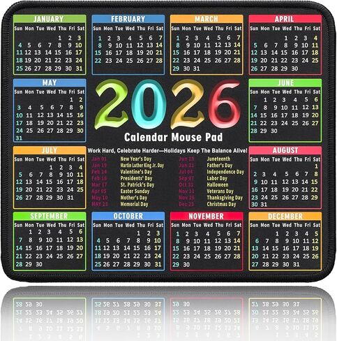 2026 Calendar Mouse Pad | 11.8"x9.8" Small Desk Mat Portable Computer Mousepad for Office & Home, Waterproof Desk Pad with Non-Slip Rubber Base, Easy Gliding in Saudi Arabia