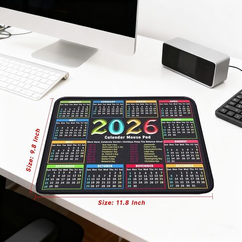 2026 Calendar Mouse Pad | 11.8"x9.8" Small Desk Mat Portable Computer Mousepad for Office & Home, Waterproof Desk Pad with Non-Slip Rubber Base, Easy Gliding in Saudi Arabia