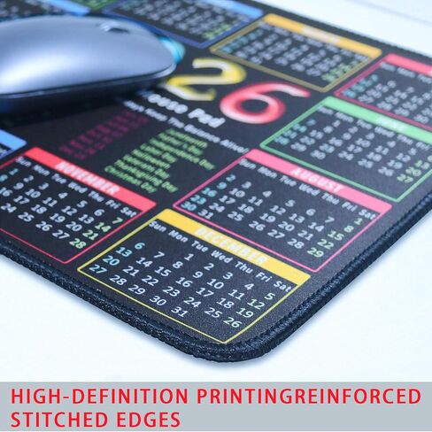 2026 Calendar Mouse Pad | 11.8"x9.8" Small Desk Mat Portable Computer Mousepad for Office & Home, Waterproof Desk Pad with Non-Slip Rubber Base, Easy Gliding in Saudi Arabia