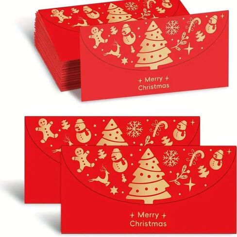 10pcs Christmas Money Holder for Cash Gift, Xmas Cash Envelopes Money Envelopes with Golden Foil & Laser Cut（Style 2） in Saudi Arabia