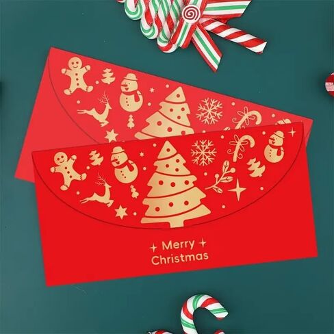 10pcs Christmas Money Holder for Cash Gift, Xmas Cash Envelopes Money Envelopes with Golden Foil & Laser Cut（Style 2） in Saudi Arabia