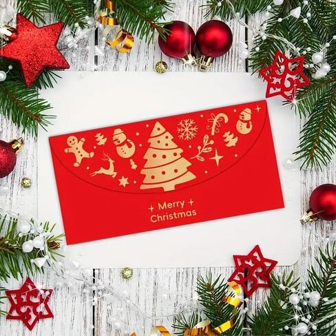 10pcs Christmas Money Holder for Cash Gift, Xmas Cash Envelopes Money Envelopes with Golden Foil & Laser Cut（Style 2） in Saudi Arabia