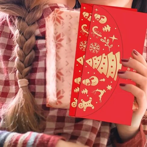 10pcs Christmas Money Holder for Cash Gift, Xmas Cash Envelopes Money Envelopes with Golden Foil & Laser Cut（Style 2） in Saudi Arabia