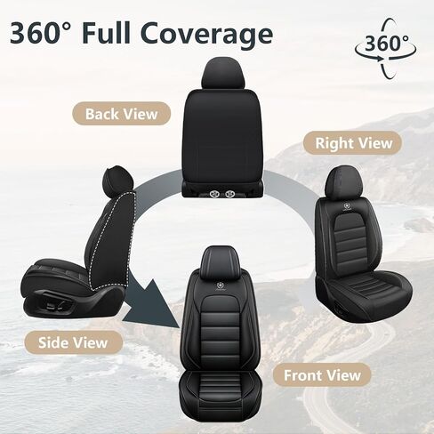 Car Seat Covers for Cadillac XT5 2017-2025, Nappa Leather Car Seat Cover Waterproof Seat Protectors Breathable Cushions (Black,5 Seats Standard) in Saudi Arabia