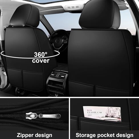 أغطية مقاعد السيارة DHAEY لسيارة Toyota 4Runner 2000-2025، أغطية مقاعد عائلية، جلد نابا، مقاومة للاهتراء، مضادة للانزلاق، مقاومة للماء، مجموعة كاملة من 5 قطع، أسود أبيض in Kuwait