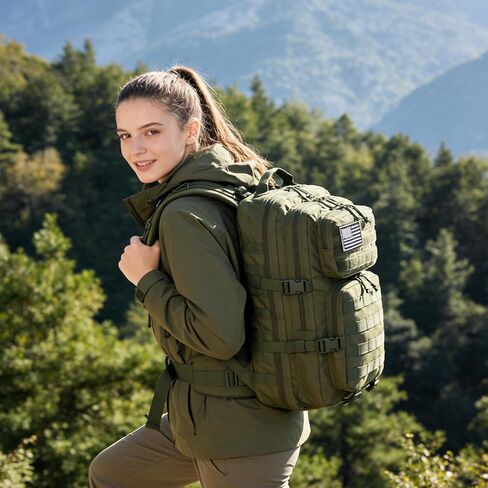 حقيبة ظهر تكتيكية للاستخدام اليومي حقيبة ظهر تكتيكية عسكرية للرجال والنساء 45 لتر حقيبة ظهر للياقة البدنية (أسود) in Kuwait