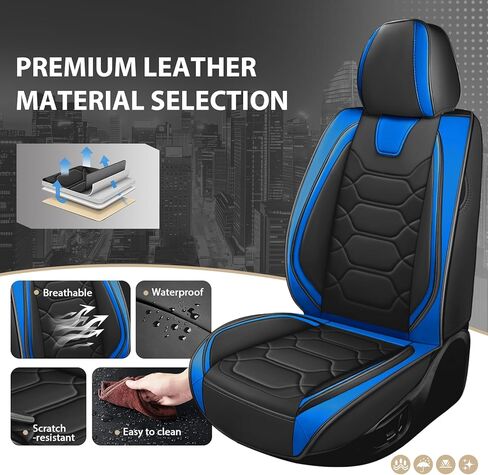 Car Seat Covers Full Set for Hyundai Elantra 2000-2024,Durable Waterproof Luxury Universal,Easy to Install Napa Leather Cover Set for Cars,Full Seats,Black Blue in Saudi Arabia
