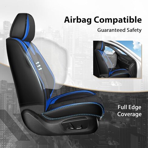 Car Seat Covers Full Set for Hyundai Elantra 2000-2024,Durable Waterproof Luxury Universal,Easy to Install Napa Leather Cover Set for Cars,Full Seats,Black Blue in Saudi Arabia