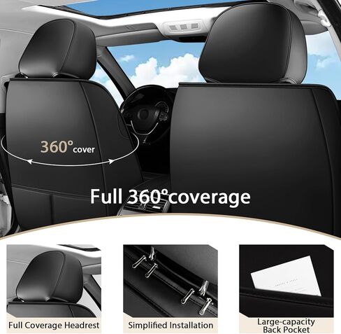 Car Seat Covers Full Set for Hyundai Elantra 2000-2024,Durable Waterproof Luxury Universal,Easy to Install Napa Leather Cover Set for Cars,Full Seats,Black Blue in Saudi Arabia