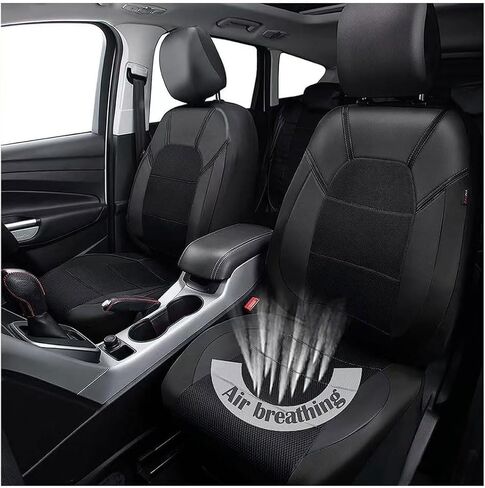 Car Seat Cover for Chrysler PT Cruiser 2000-2005 2006 2007 2008 2009 2010, Leather Waterproof Breathable Seat Covers Full Set Seat Protector Car Seat Accessories,Black in Saudi Arabia