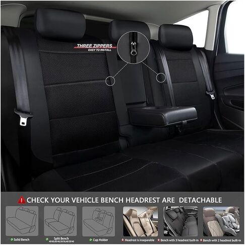 Car Seat Cover for Chrysler PT Cruiser 2000-2005 2006 2007 2008 2009 2010, Leather Waterproof Breathable Seat Covers Full Set Seat Protector Car Seat Accessories,Black in Saudi Arabia