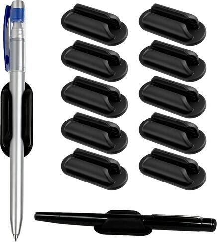 Adhesive Pencil Holder, 10 Pack Silicone Pen Holder for Wall Desk and Notebook with Extra 5 PCS Adhesive Pads,Reusable Sticky Desk Organizer for Teacher Classroom Office and School in Saudi Arabia