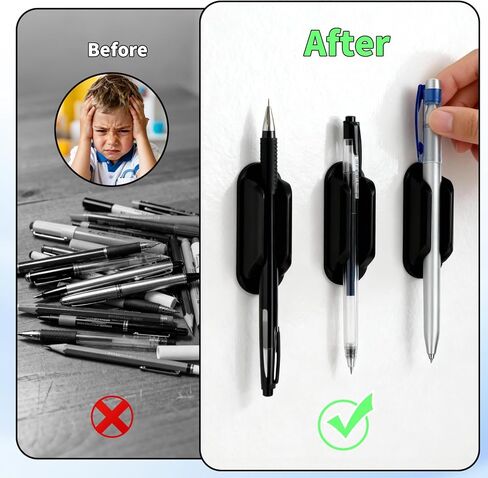 Adhesive Pencil Holder, 10 Pack Silicone Pen Holder for Wall Desk and Notebook with Extra 5 PCS Adhesive Pads,Reusable Sticky Desk Organizer for Teacher Classroom Office and School in Saudi Arabia