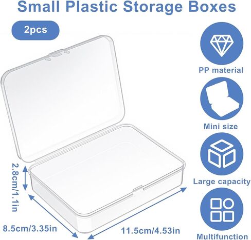 2 PCS Clear Plastic Bead Storage Containers with Lids Small Storage Containers Plastic Box Case for Small Items, Jewelry, Crafts, 4.53 X 3.35 X 1.10 Inches in Saudi Arabia