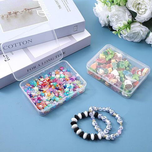 2 PCS Clear Plastic Bead Storage Containers with Lids Small Storage Containers Plastic Box Case for Small Items, Jewelry, Crafts, 4.53 X 3.35 X 1.10 Inches in Saudi Arabia