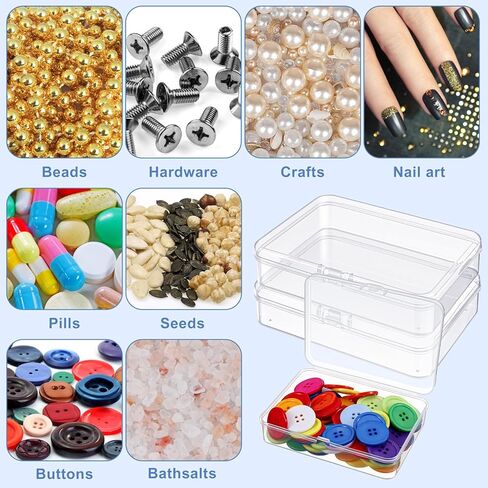 2 PCS Clear Plastic Bead Storage Containers with Lids Small Storage Containers Plastic Box Case for Small Items, Jewelry, Crafts, 4.53 X 3.35 X 1.10 Inches in Saudi Arabia