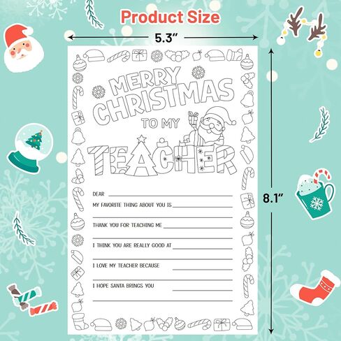 Fancy Land Christmas Teacher Cards Fill in the Blank Thank You Card for Teachers from Students Kids Coloring Merry Christmas Notecard for Teacher Xmas Holiday Appreciation Gift in Saudi Arabia