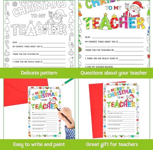 Fancy Land Christmas Teacher Cards Fill in the Blank Thank You Card for Teachers from Students Kids Coloring Merry Christmas Notecard for Teacher Xmas Holiday Appreciation Gift in Saudi Arabia