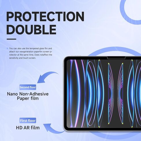 واقي شاشة مغناطيسي قابل للإزالة وإعادة الاستخدام، لجهاز ipad Air5/4 10.9/ ipad pro11 بوصة (موديل 2018-2022) مثل الورق، يستخدم للرسم وتدوين الملاحظات وتحسين دقة الكتابة. in Kuwait