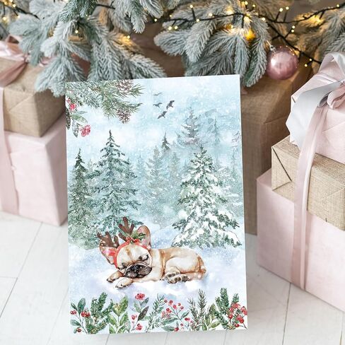 24 Pack Dog Christmas Cards with Envelopes & Stickers - 6 Designs, 4" x 6" for Friends, Family, Kids, Boys & Girls, Holiday Card Assortment for Dog Lovers in Saudi Arabia