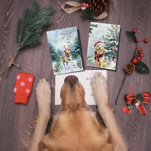 24 Pack Dog Christmas Cards with Envelopes & Stickers - 6 Designs, 4" x 6" for Friends, Family, Kids, Boys & Girls, Holiday Card Assortment for Dog Lovers in Saudi Arabia